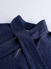 Tie Front Denim Top and Shorts Set -