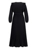 Pleated Surplice Tie Waist Maxi Dress