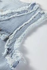 Frayed Edge Flap Pockets Denim Vest Jacket -