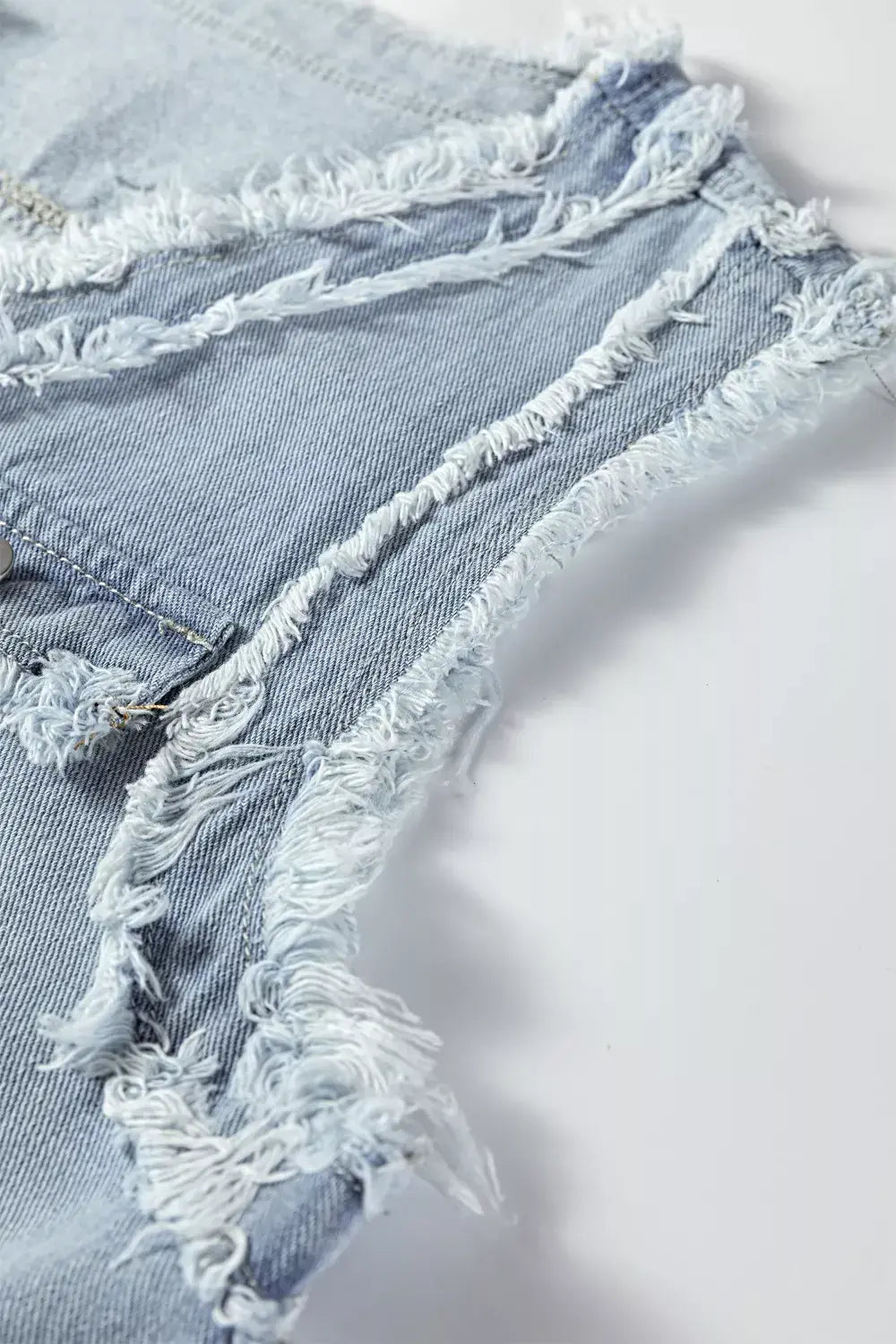 Frayed Edge Flap Pockets Denim Vest Jacket -