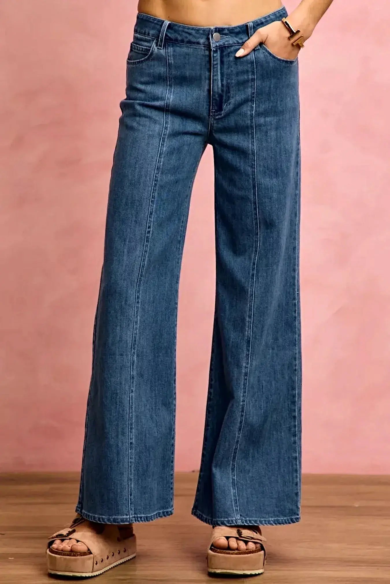 SO ME Seam Detail Mid Rise Stretch Denim Jeans -