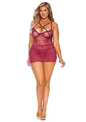 Elegant Moments Lace &esh babydoll, strappy front detail - Babydoll