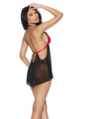 Elegant Moments  44179 Mesh & lace halter heck babydoll w/keyhole front, Also Plus Sizes - Babydoll