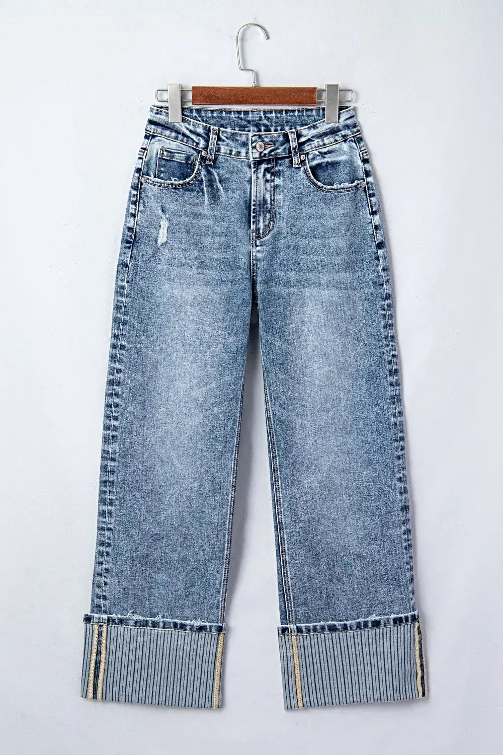 Cuffed Straight Loose Jeans -