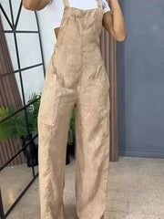 Full Size Vintage Wash Wide Leg Denim Overalls Plus Size -