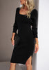 Devine Rib-Knit Slit Sweater Dress