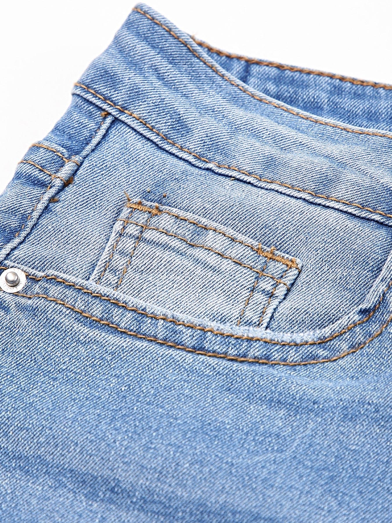 Whiskered Wash Raw Hem Cropped Jeans -