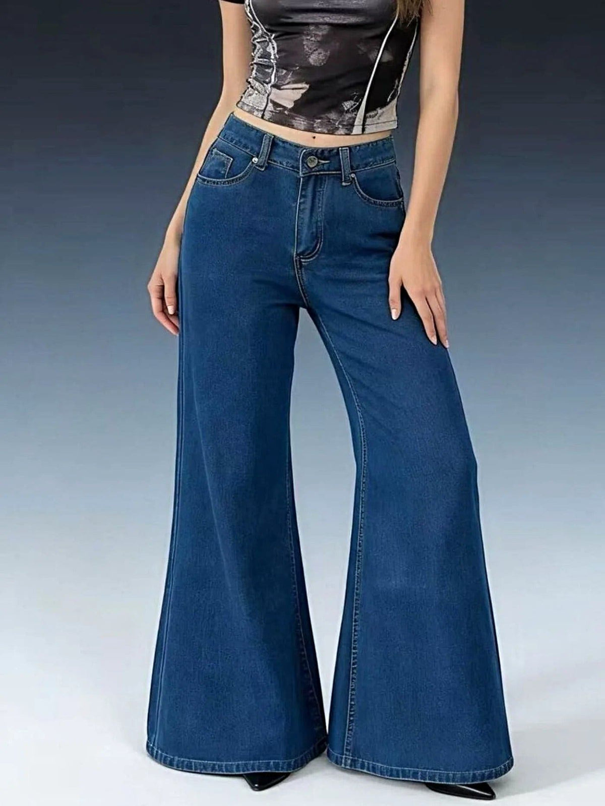 High-Waisted Flare Leg Jeans -