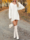 V-Neck Dropped Shoulder Sweater Dress