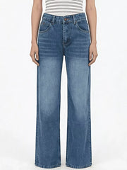 Vintage Wash Wide Leg Jeans -