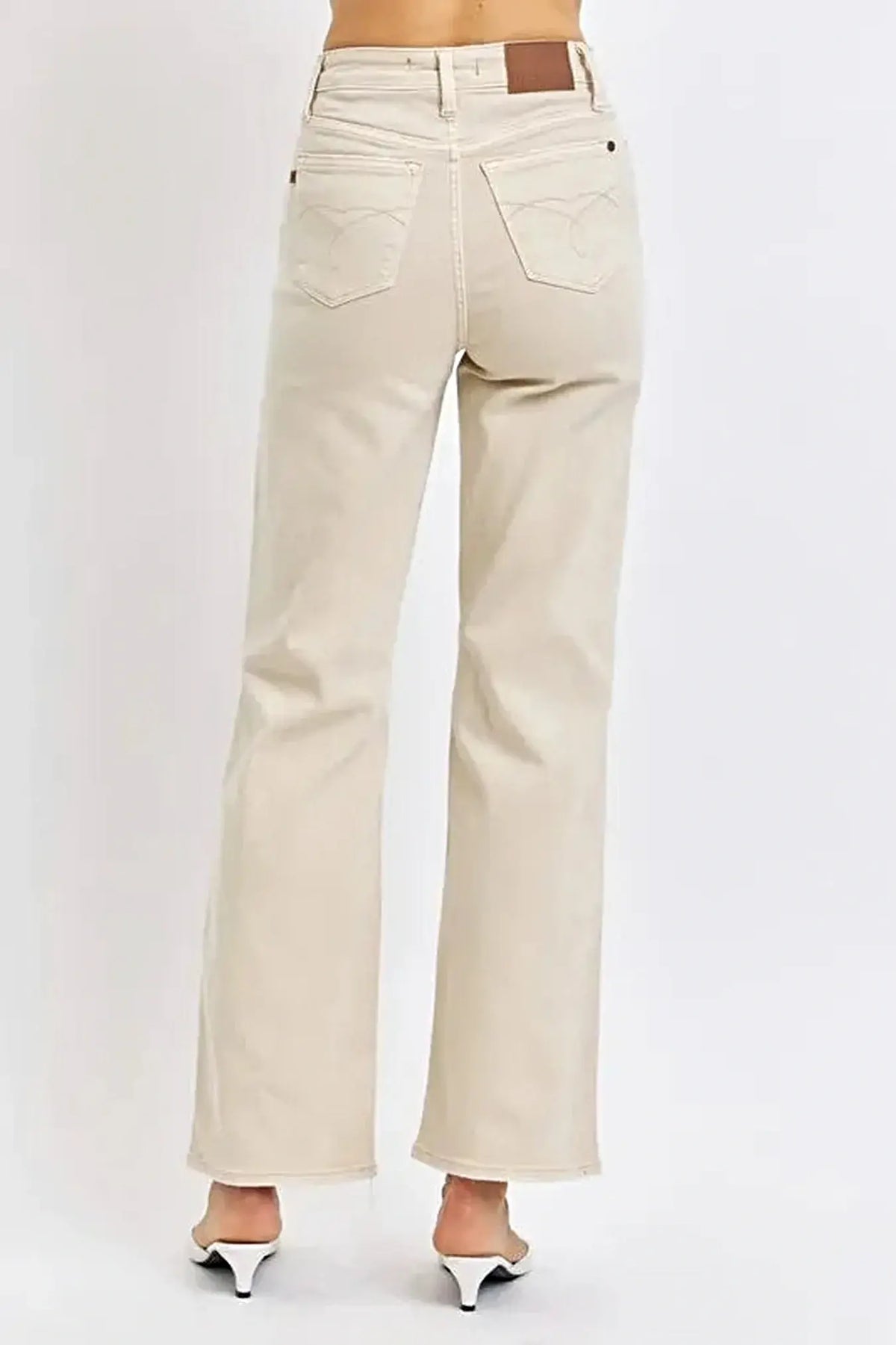 Judy Blue Full Size High Waist Distressed Wide Leg Jeans -