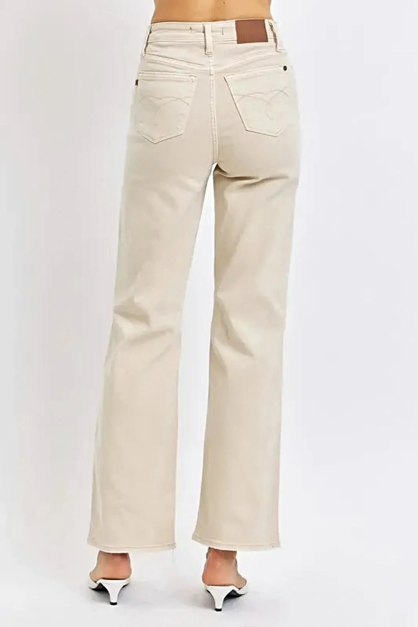 Judy Blue Full Size High Waist Distressed Wide Leg Jeans -