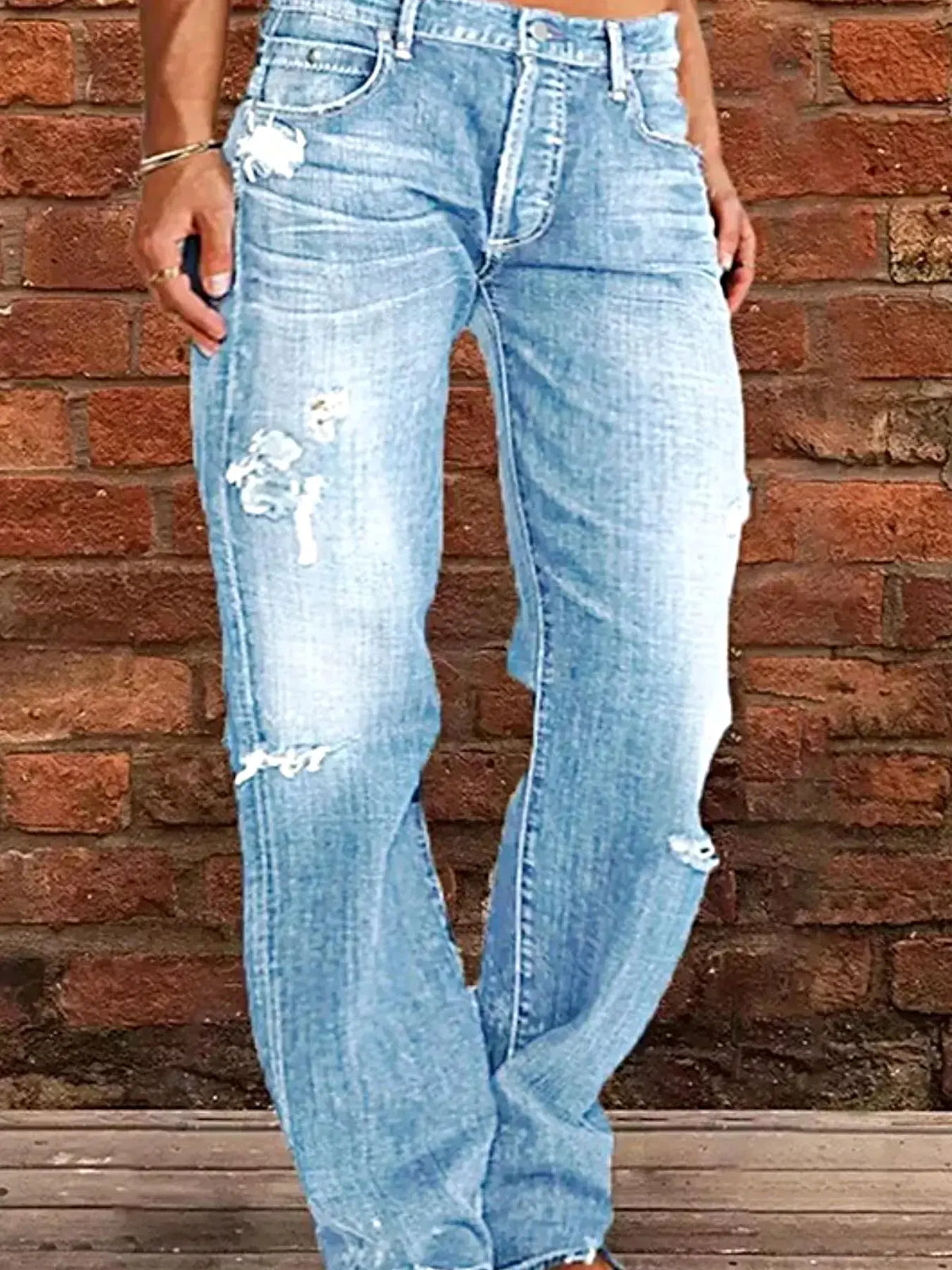 Full Size Distressed Raw Hem Jeans Plus Size -