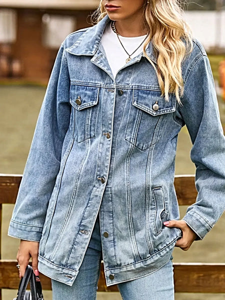 Button Down Washed Denim Jacket -