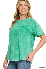 Zenana Halo Washed Relaxed Fit Tee -