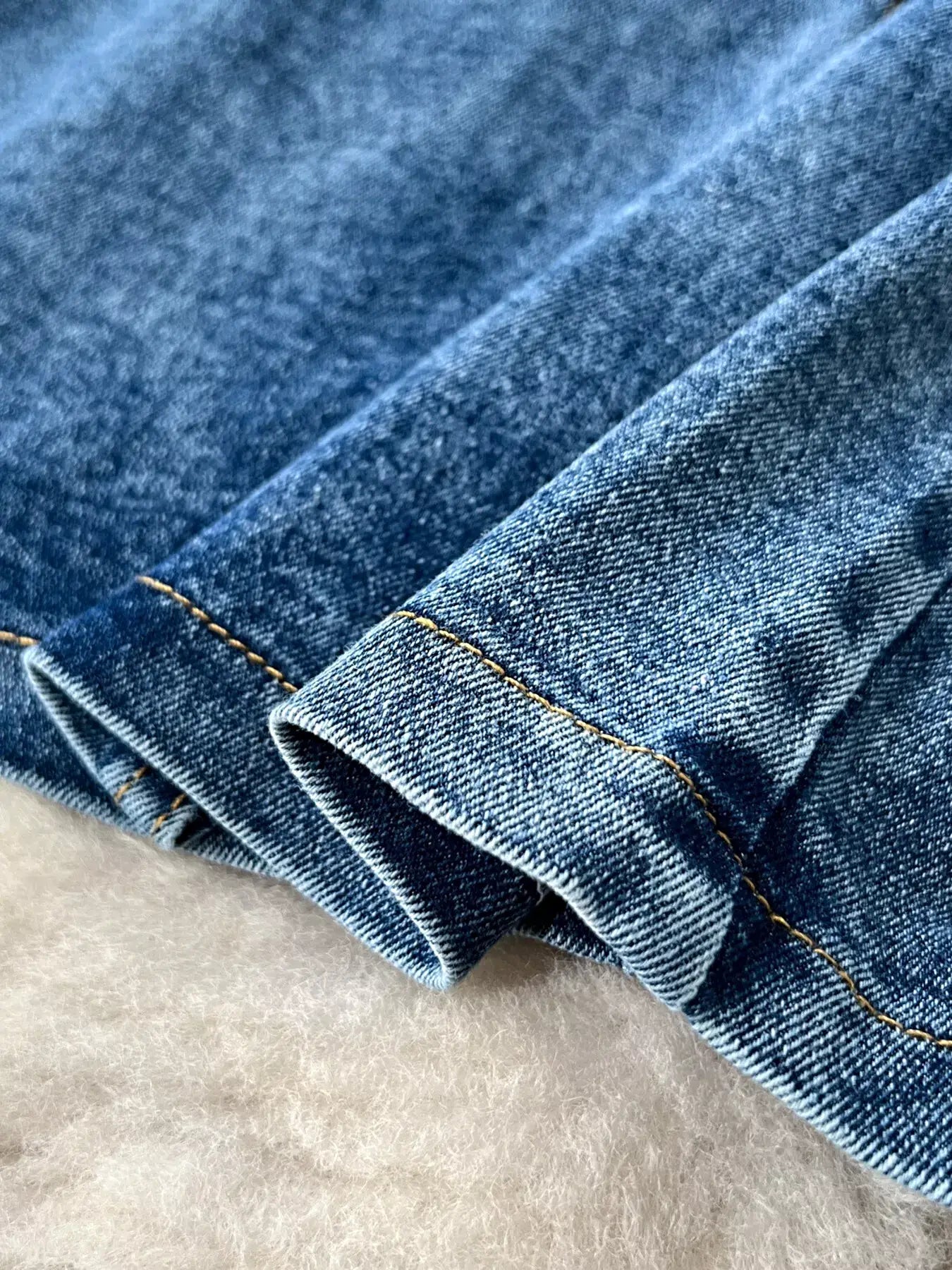 Frayed Denim Patchwork Top & Slit Maxi Skirt Denim Set -