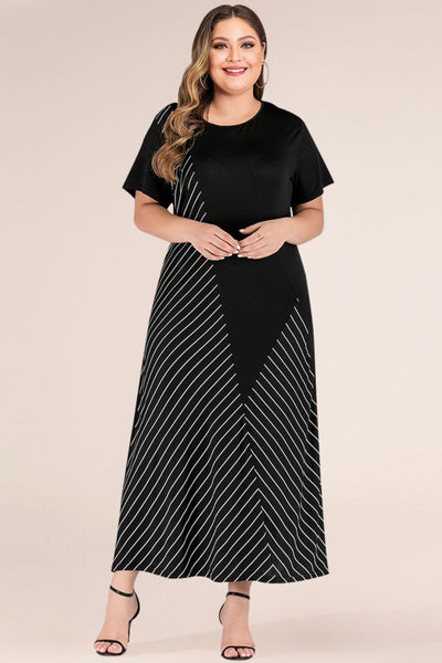 Plus Size Striped Color Block Tee Dress