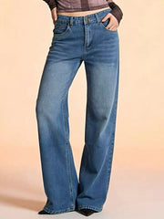 Vintage Wash Wide Leg Jeans -