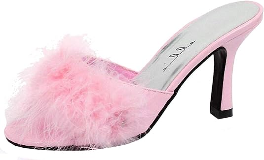 Ellie Shoes 305-Sasha Maribou Slippers for Women in Pink, showcasing a sophisticated look with a comfortable fit, ideal for loungewear or casual outings.