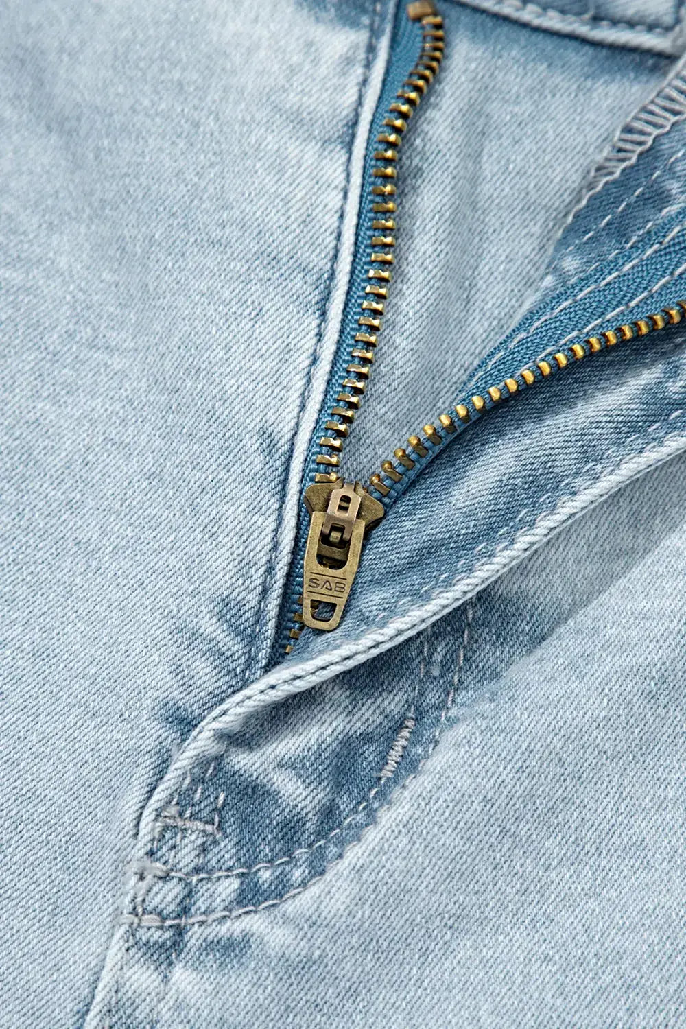 Light Wash Utility Pocket Straight Leg Jeans -