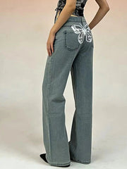 Butterfly Back Wide Leg Jeans -