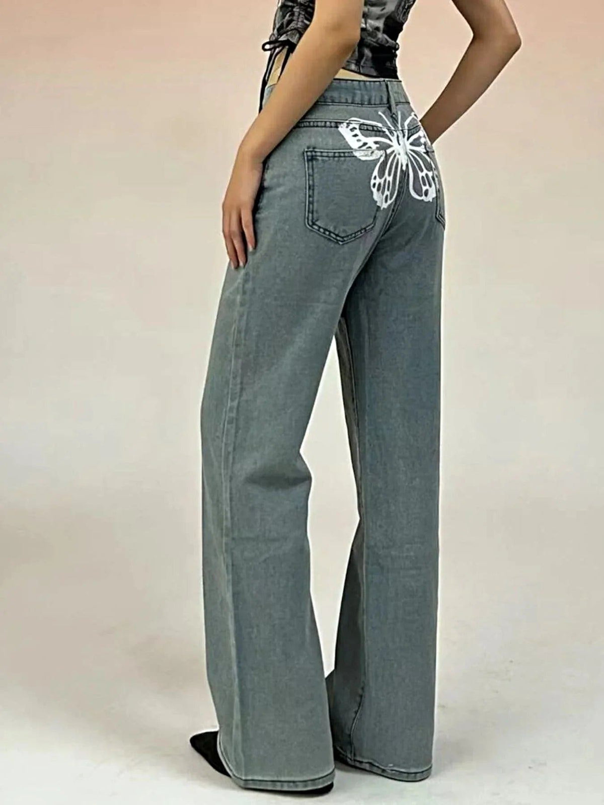 Butterfly Back Wide Leg Jeans -