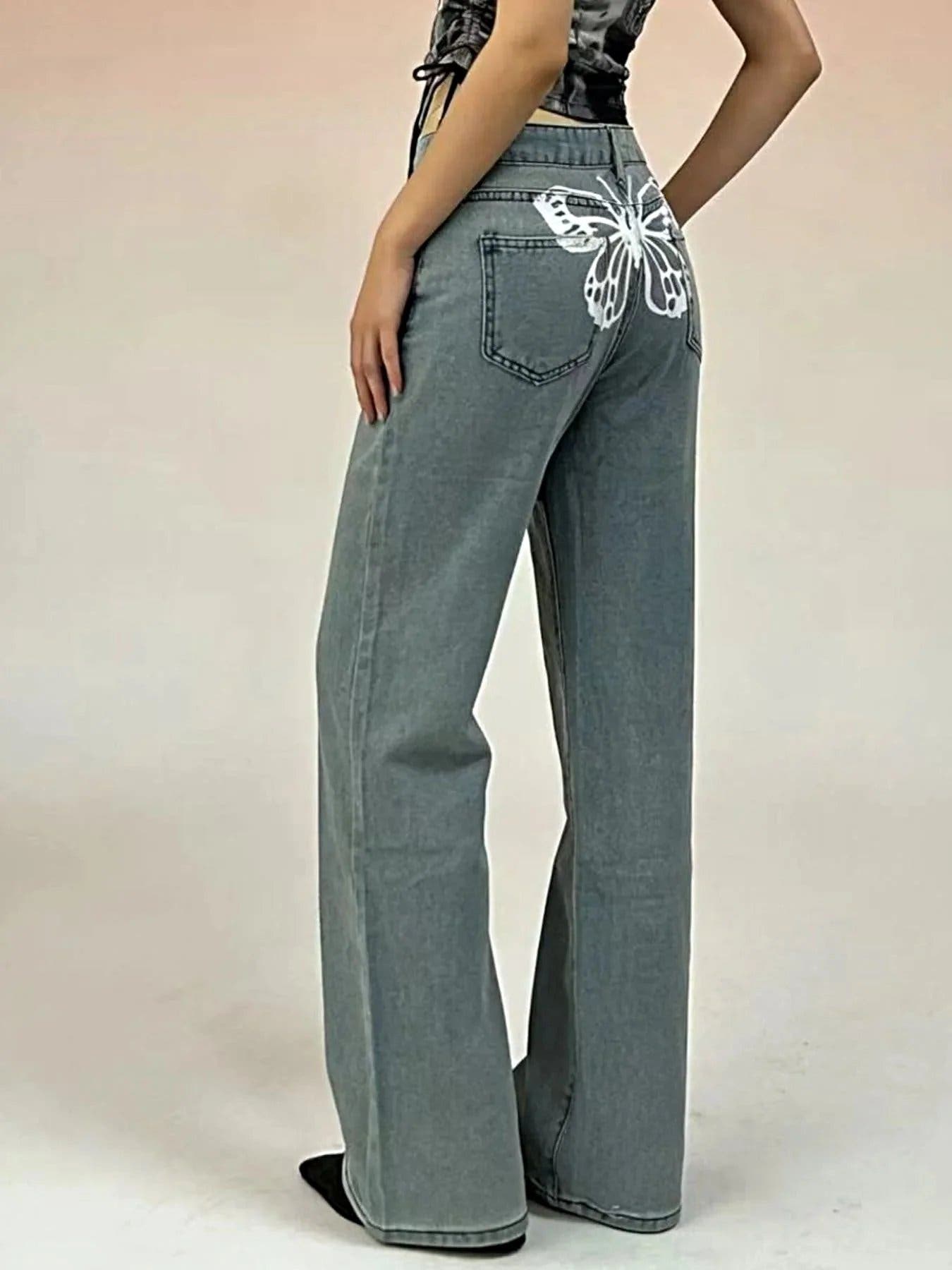 Butterfly Back Wide Leg Jeans -