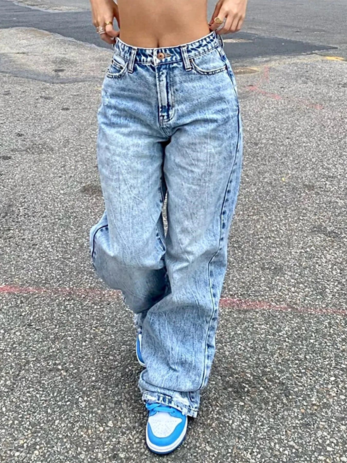 Wash Wide Leg Jeans -