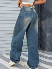 Vintage Wash Wide Leg Jeans -