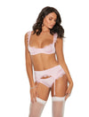 Elegant Moments 55019 3 PC Demi bra Set with matching garterbelt, panty