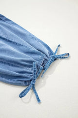 Drawstring Elastic Waist Pocketed Loose Jeans -