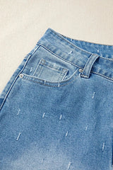 Distressed Detail Tummy Control Raw Hem Jeans -