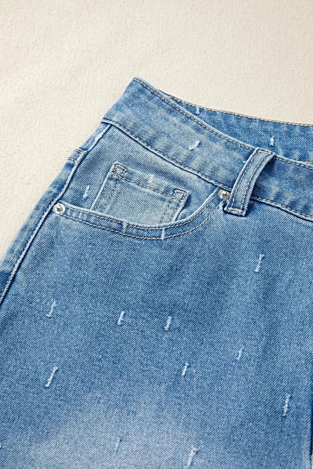 Distressed Detail Tummy Control Raw Hem Jeans -