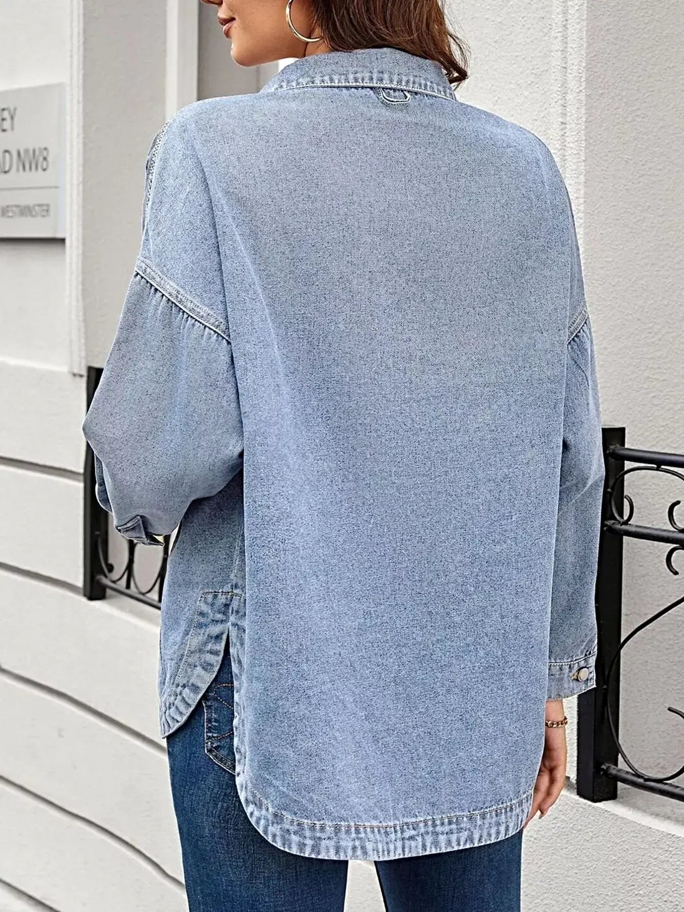 Casual Button Up Loose Fit Denim Jacket -