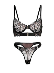 Golden Noir Bloom Lingerie Set - 2 pcs set