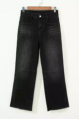 Frayed Cropped Straight Jeans -
