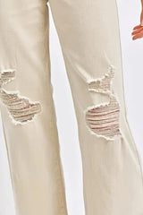 Judy Blue Full Size High Waist Distressed Wide Leg Jeans -