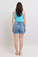 Judy Blue Full Size 2 Button Denim Shorts with Pockets Plus Size -
