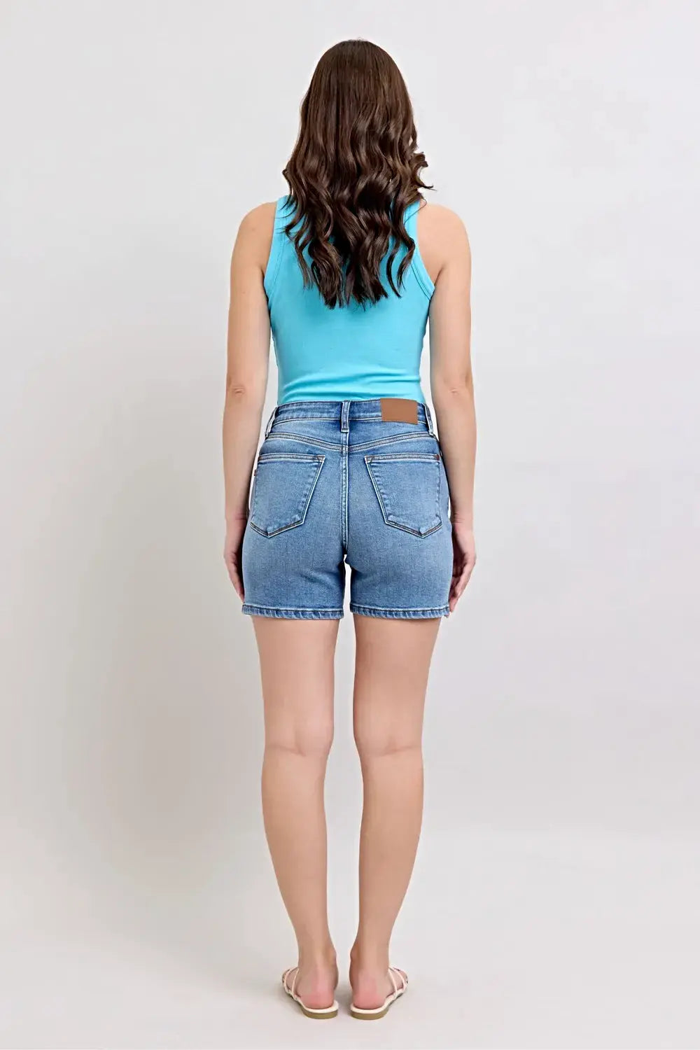 Judy Blue Full Size 2 Button Denim Shorts with Pockets Plus Size -