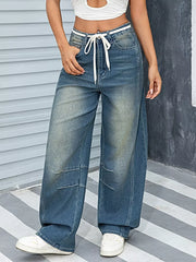 Vintage Wash Wide Leg Jeans -