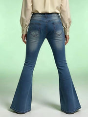 Full Size Vintage Wash High-Waisted Flare Jeans Plus Size -