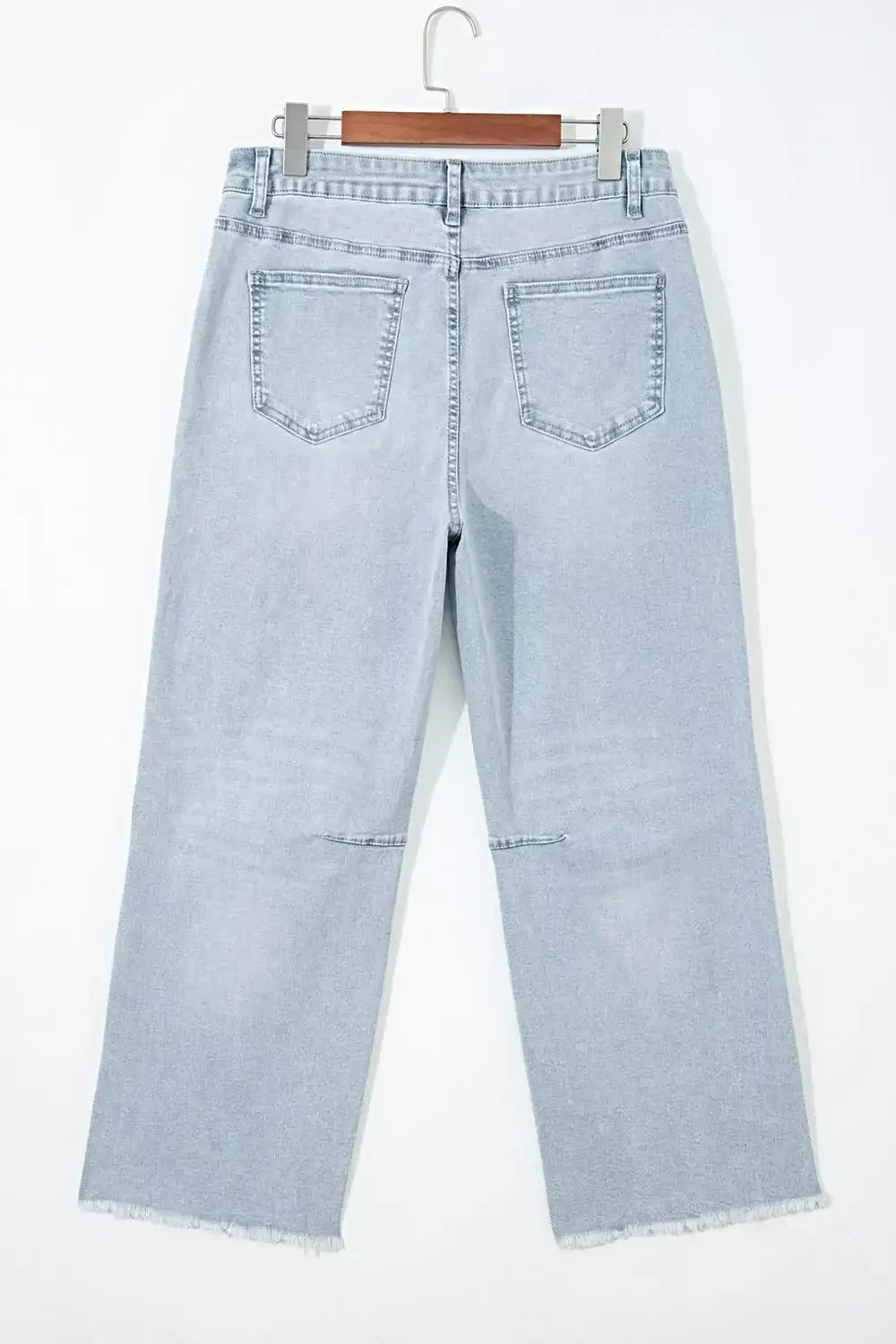 Light Wash Utility Pocket Straight Leg Jeans -