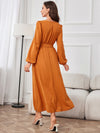 Tie Waist Puff Sleeve Maxi Dress