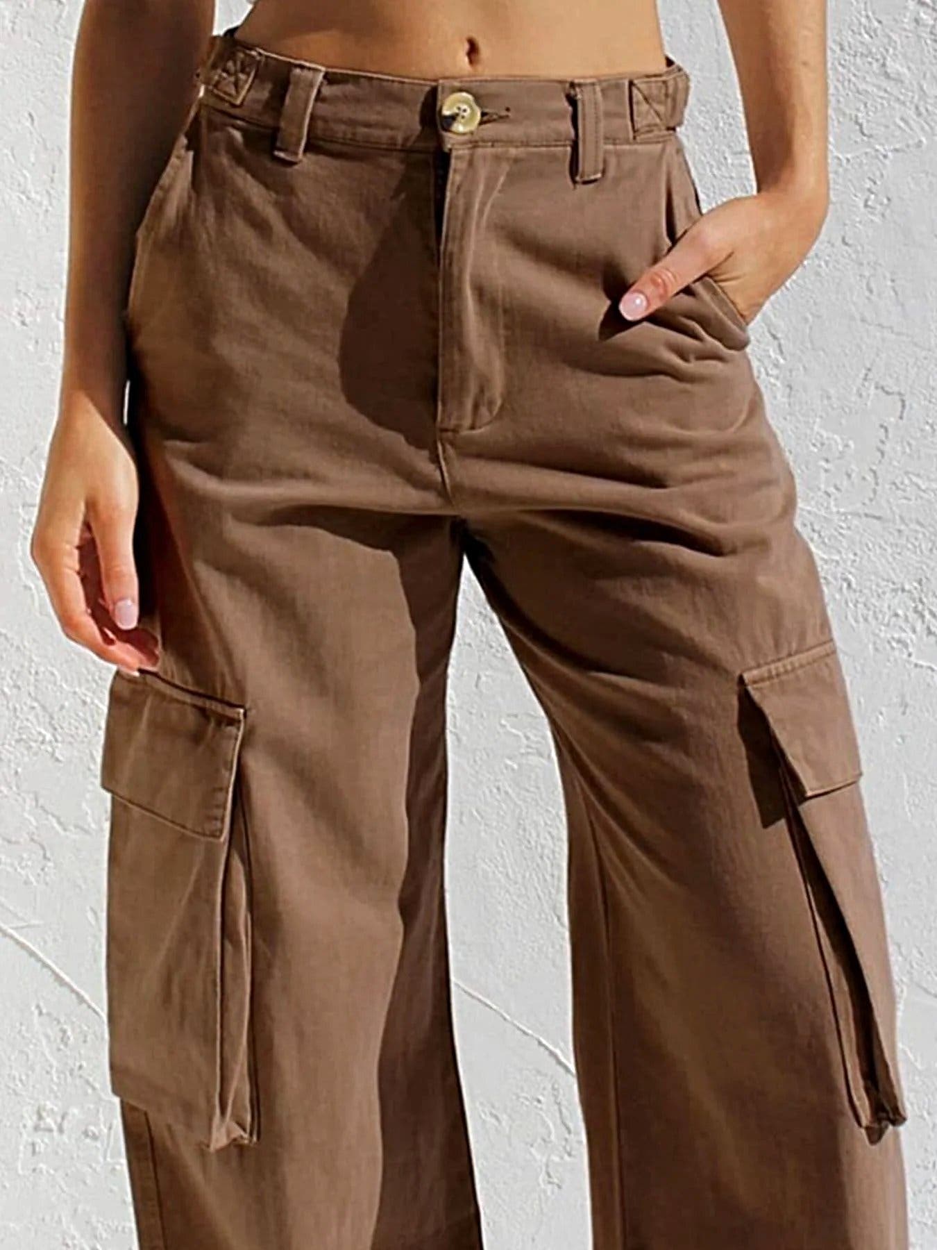 High-Waisted Wide Leg Cargo Jeans -