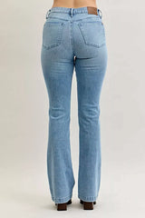 Judy Blue Full Size Mid Rise Bootcut Jeans with Contrast Wash & Front Patch Pockets Plus Size -