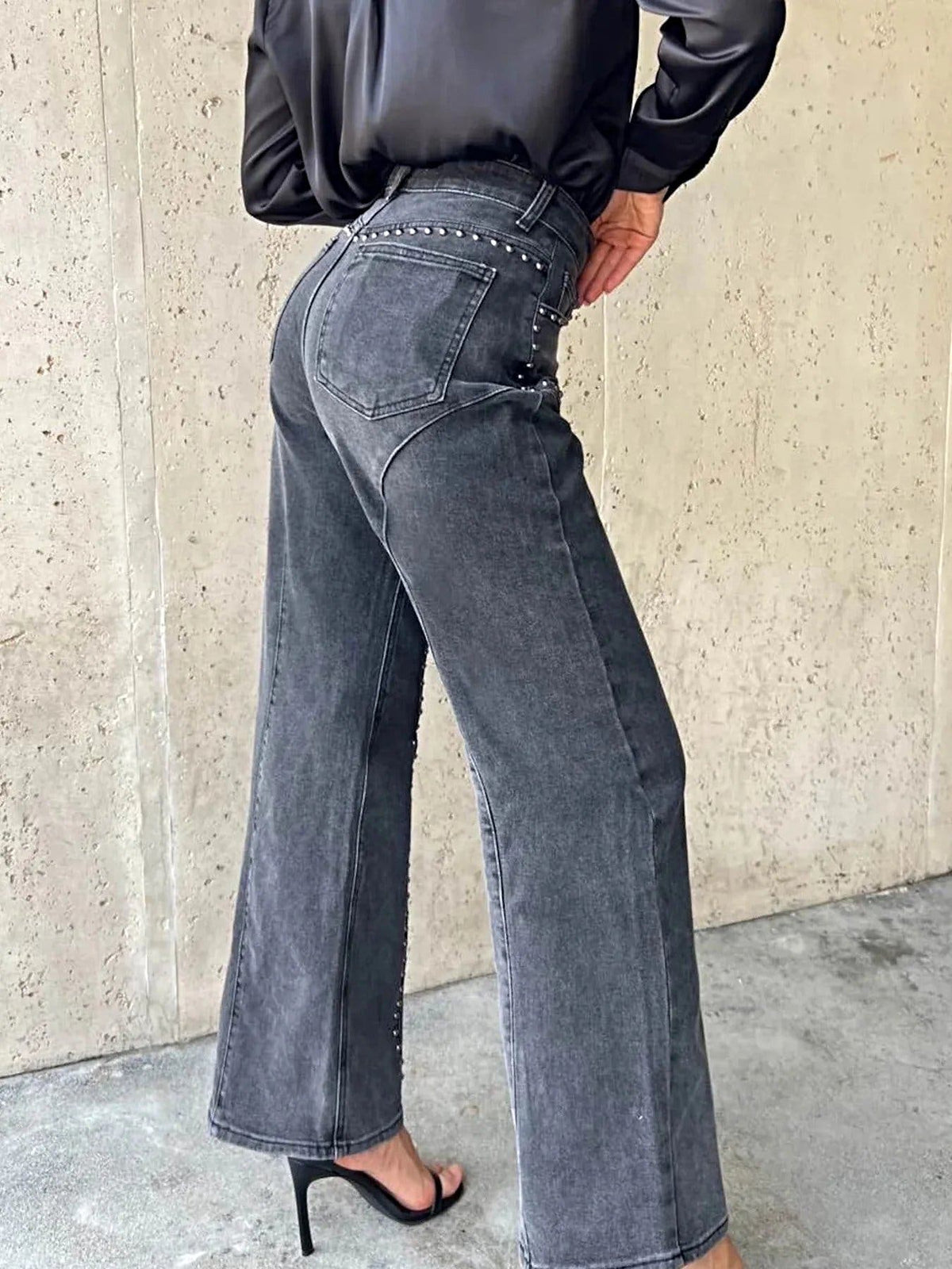 Studded Wide Leg Jeans -