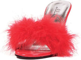 Mga Ewan Shoes E-305-Sasha 3 pulgada na Maribou Slipper ng Heel Woman