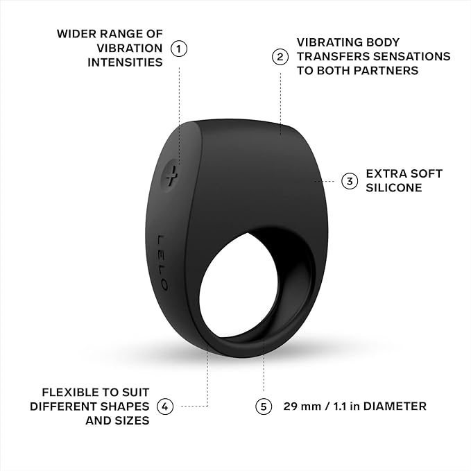 LELO TOR 2 Waterproof Vibrating Cock Ring showcasing its sleek design with wider range of vibration intensities for enhanced pleasure.