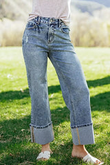 Cuffed Straight Loose Jeans -