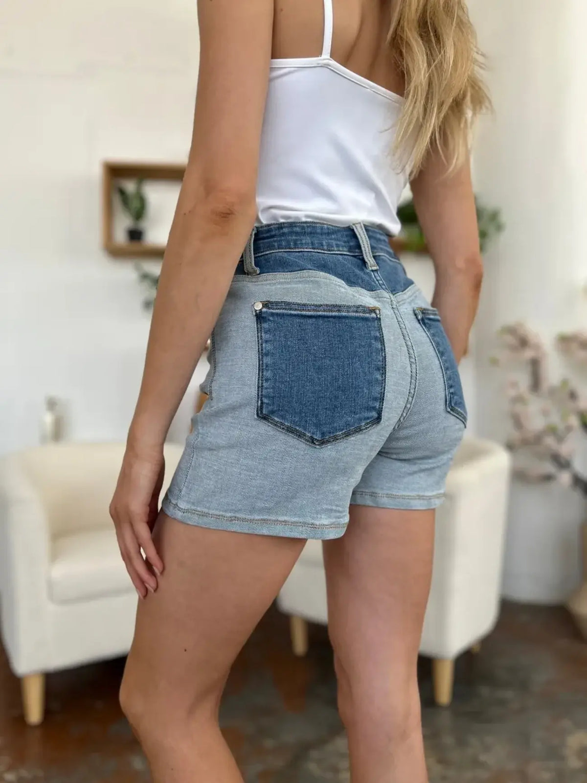 Judy Blue Full Size Color Block Denim Shorts -